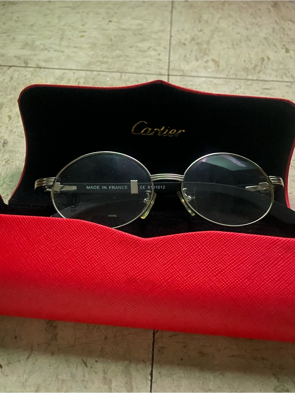 Cartier Men's Round Metal Glasses in Silver with Black Detailing